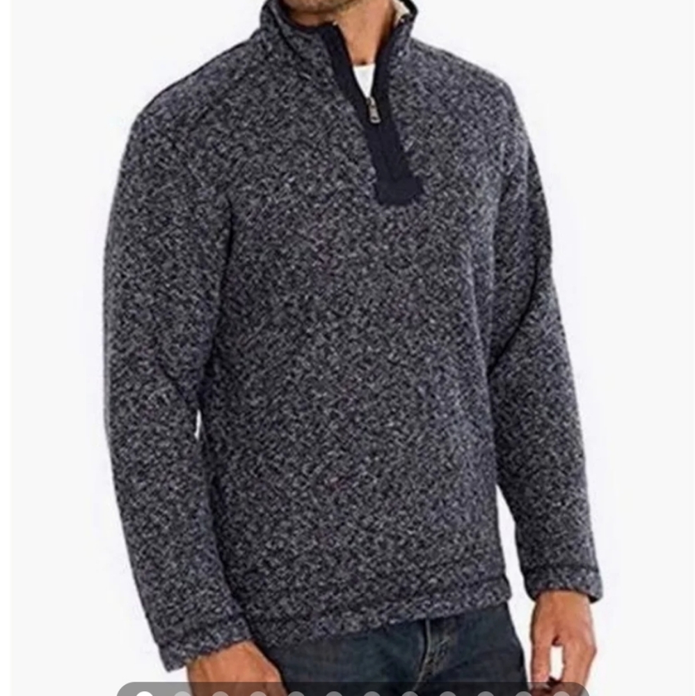 Orvis Brighton 1/4 zip Sherpa Lined Navy Bmue Pullover
